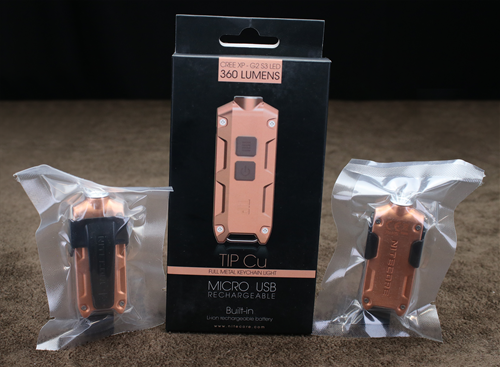 TIP Cu 360 Lumen Rechargeable Keychain Flashlight (Copper)