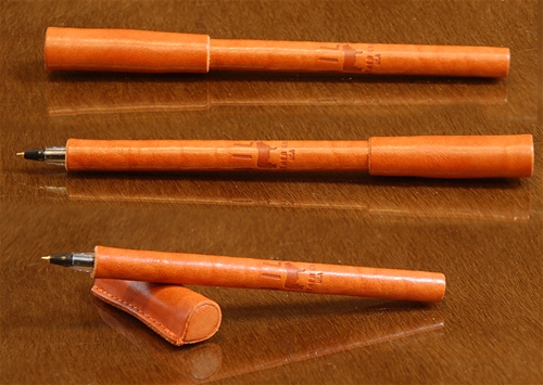 Leather Pen Cover - Orange